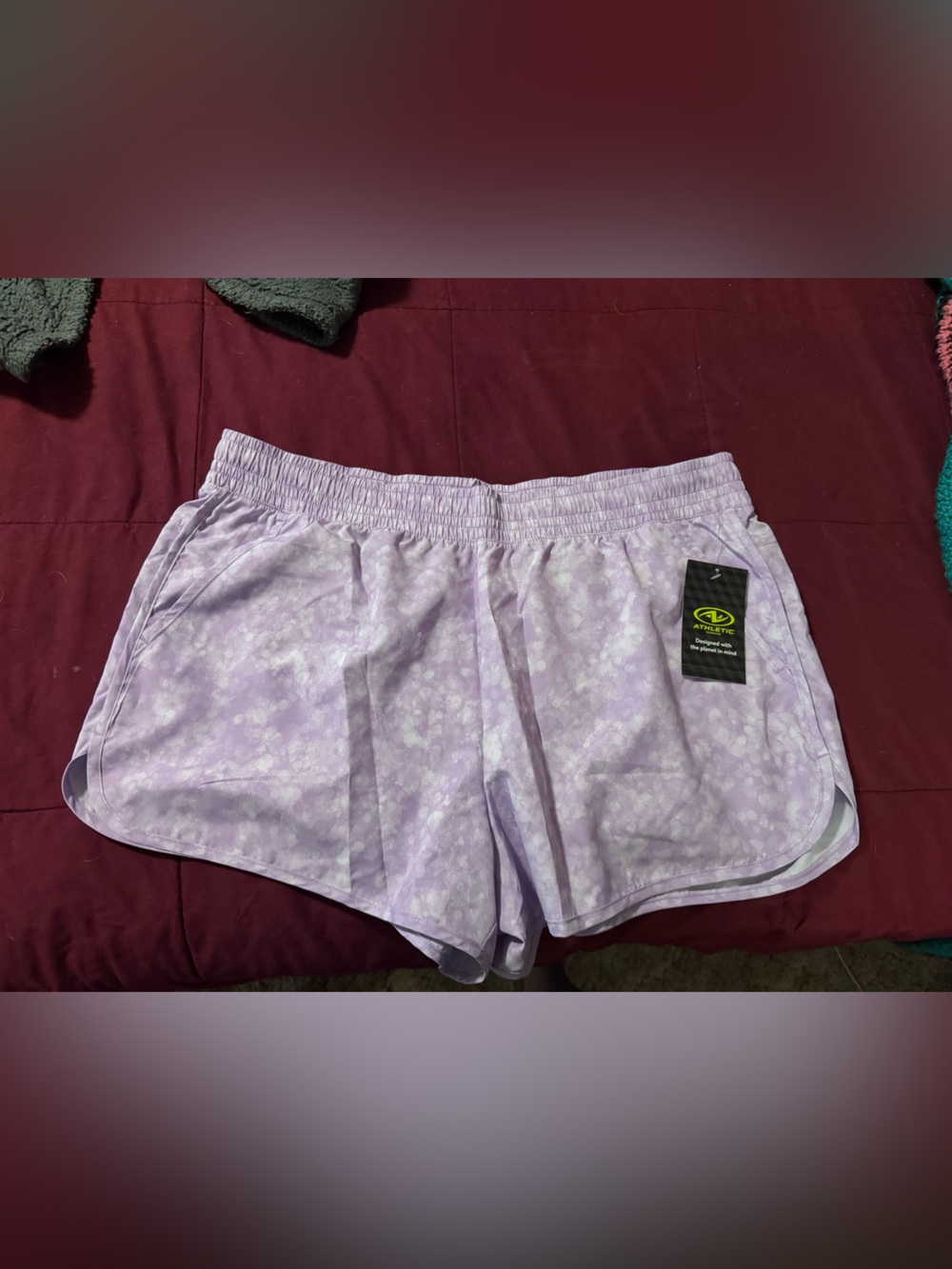 Athletic Works Lavender Floral Athletic Shorts